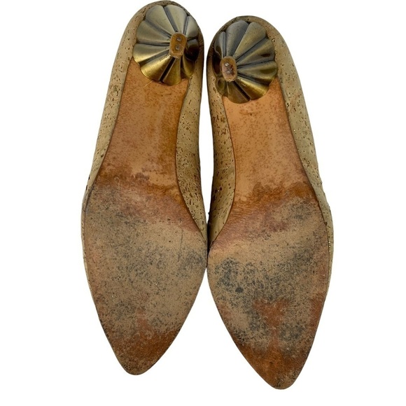 STUART WEITZMAN VINTAGE CORK V CLEAVAGE LEATHER SOLE SCULPTURAL HEEL PUMP HEELS - Picture 4 of 14
